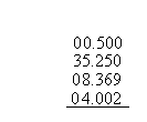 Adding 0.5 to 35.25, 8.369, and 4.002