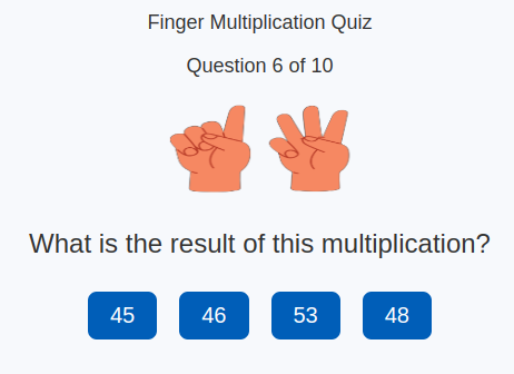 Finger multiplication quiz