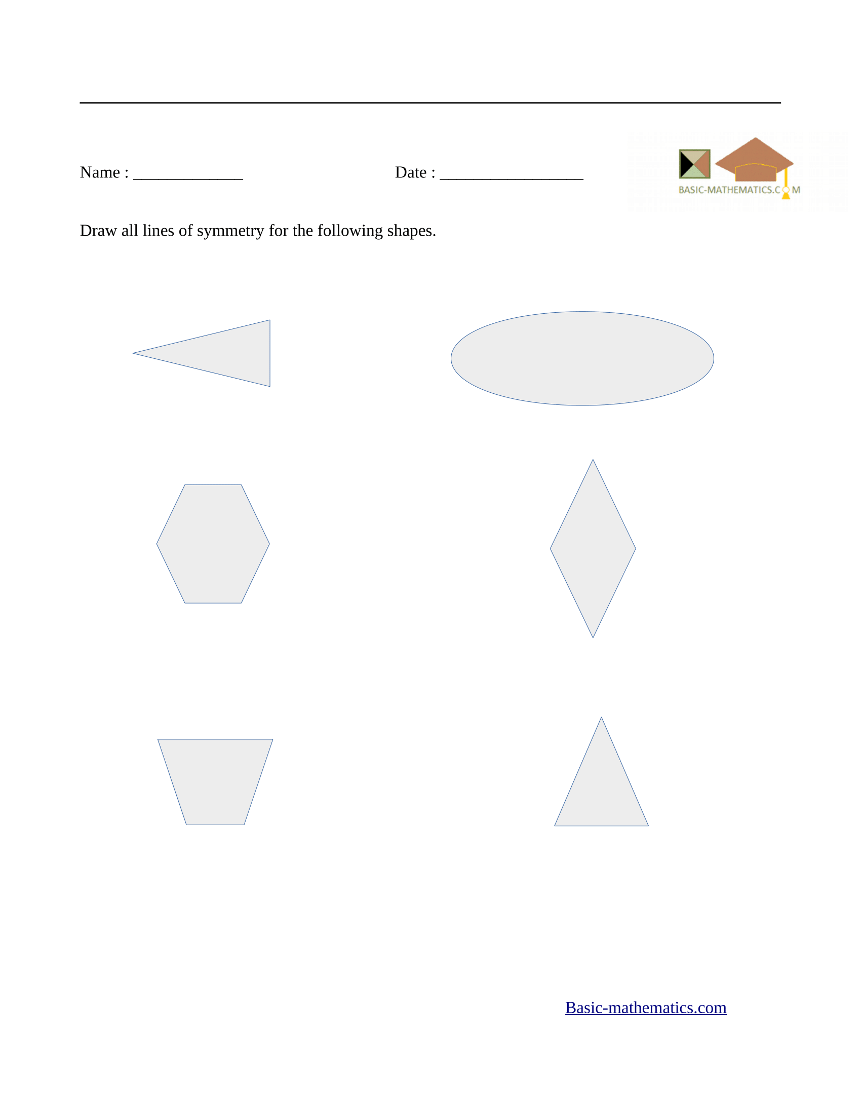 Symmetry Worksheet 1A