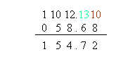 Subtracting 58.68 from 213.40